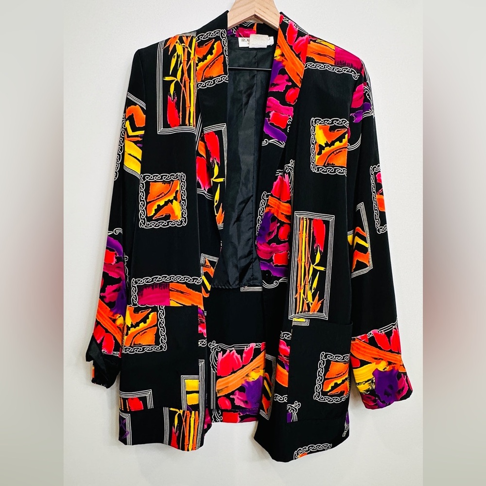 Vintage Brownstone Studio New York Abstract Print Blazer Jacket Sz M Made in USA